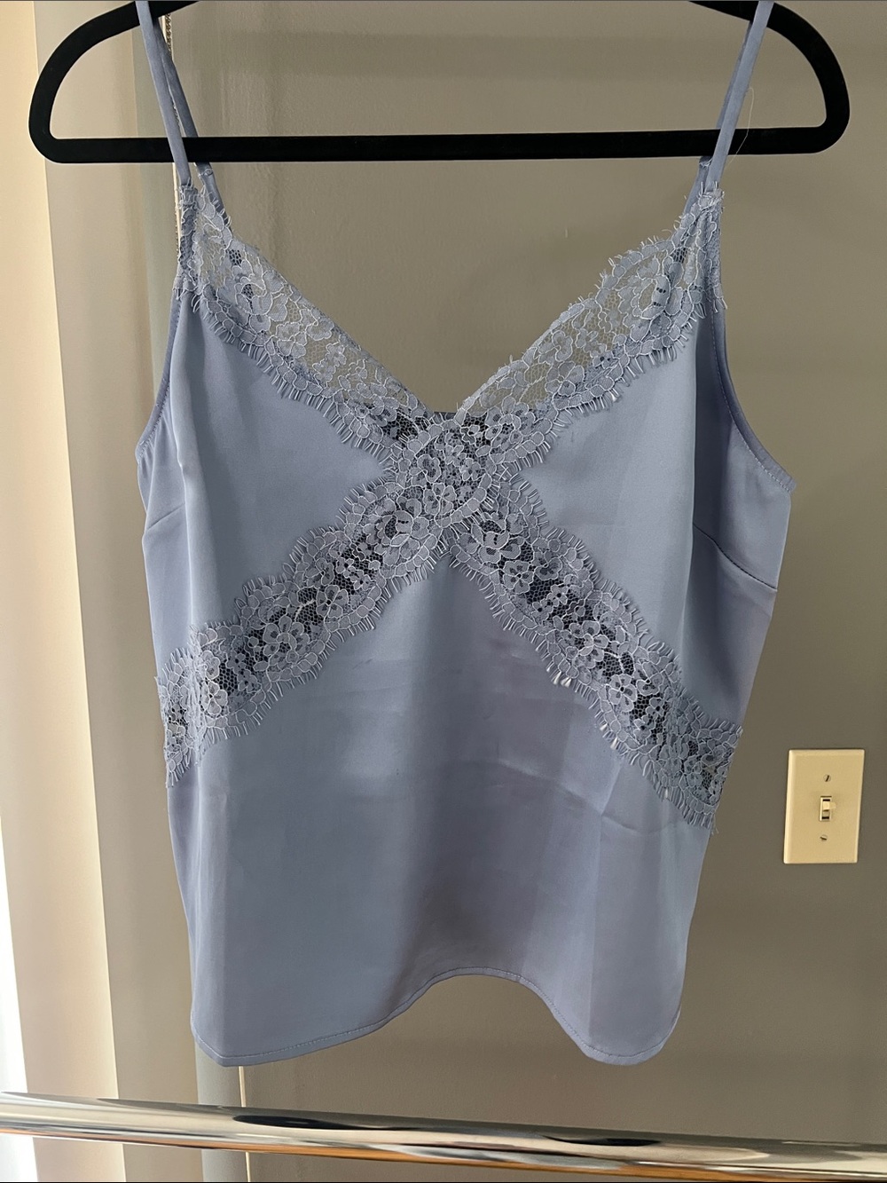 Lulu's Satin Lace-Trim Cami in Light Blue